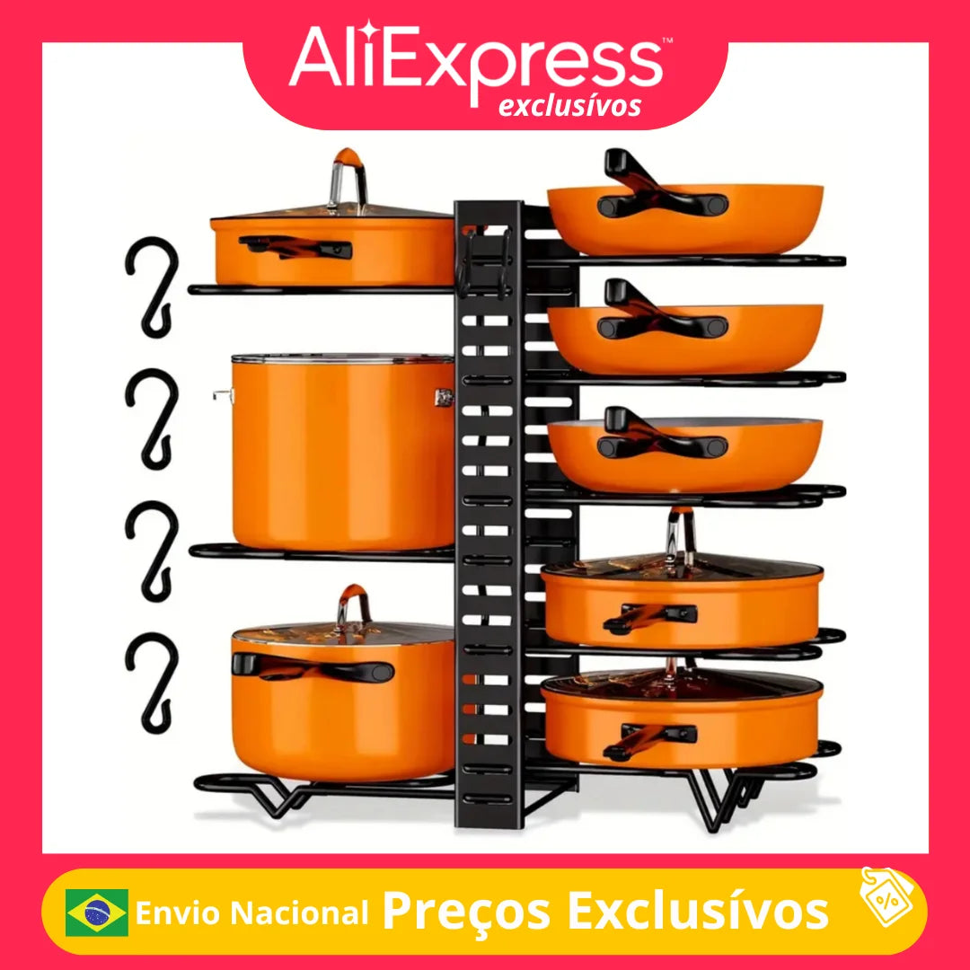 Organizer Support Metal Armario Kitchen Shelf Pot Pot Lid Door Utenilio Saves Espaco Aescorio Domestico Good