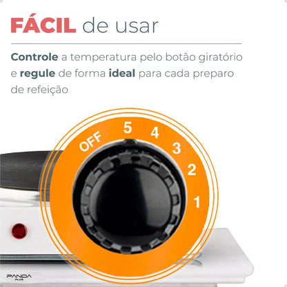 Fogão Elétrico Portátil 1 Boca 1000W – Acendimento Automático, Compacto, Ideal para Viagem e Uso Diário