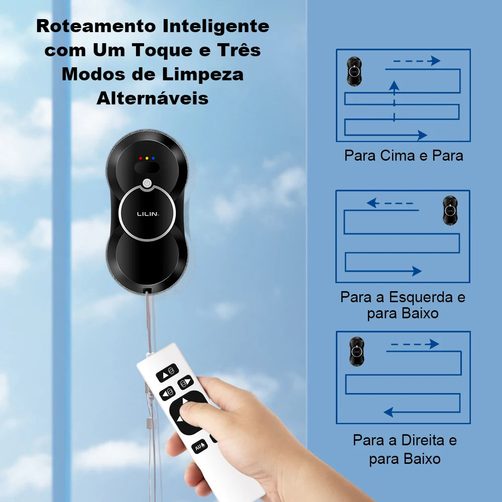 Window Cleaning Robot Liectroux HCR-10 Water Spraying Ultrathin Robot Window Cleaner, Auto Electric Glass Wet Mop, Smart Memory