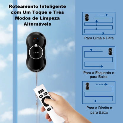 Window Cleaning Robot Liectroux HCR-10 Water Spraying Ultrathin Robot Window Cleaner, Auto Electric Glass Wet Mop, Smart Memory