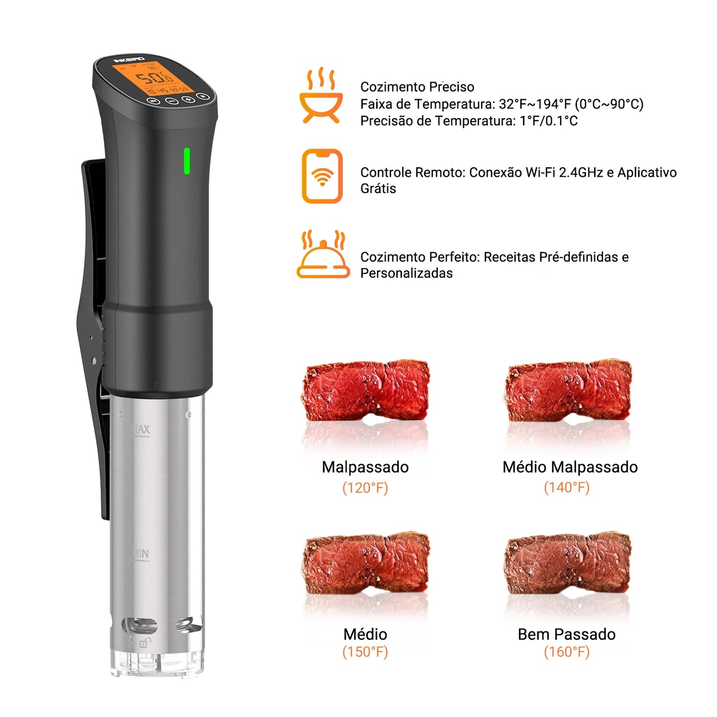 INKBIRD Culinary Sous Vide ISV-200W Wi-Fi Precision Cooker Powerful&Durable Immersion Circulator with Stainless Steel Components