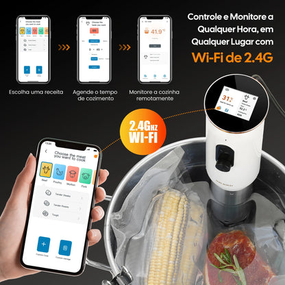 INKBIRD WiFi Sous Vide Machine ISV-101W 1000W Sous Vide Cooker 3D Water Circulation Heating with App Preset Menus For Cooking
