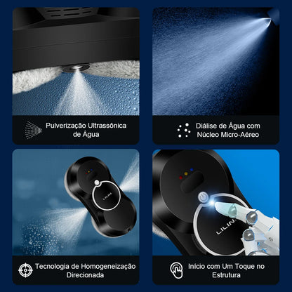 Window Cleaning Robot Liectroux HCR-10 Water Spraying Ultrathin Robot Window Cleaner, Auto Electric Glass Wet Mop, Smart Memory