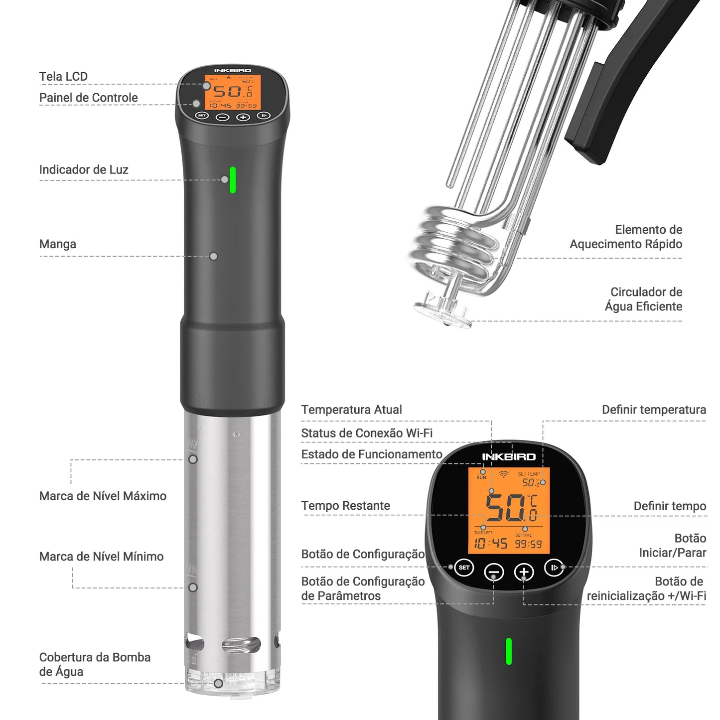 INKBIRD Culinary Sous Vide ISV-200W Wi-Fi Precision Cooker Powerful&Durable Immersion Circulator with Stainless Steel Components