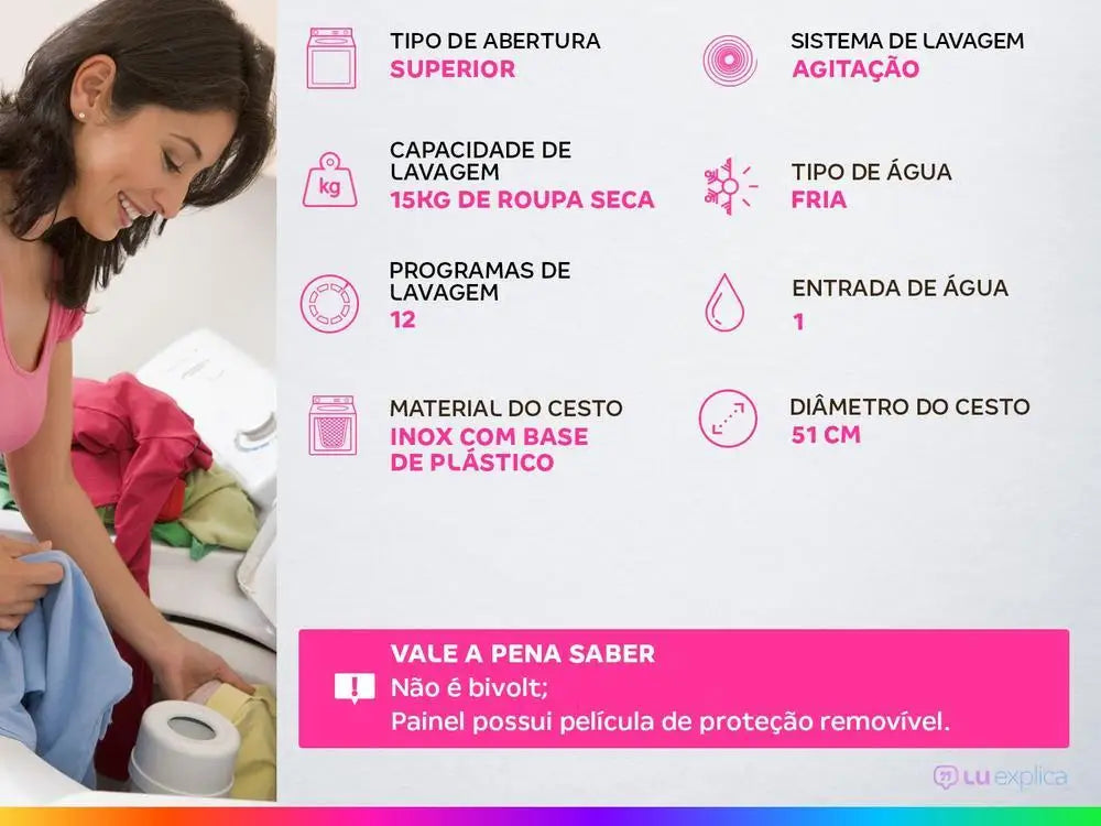 Washing Machine Brastemp 15kg Stainless Steel Basket-110V