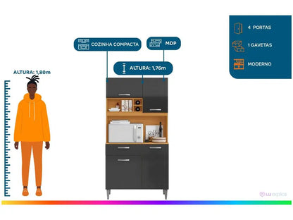 Malva 4 Doors 1 Drawer Compact Kitchen Aramobile