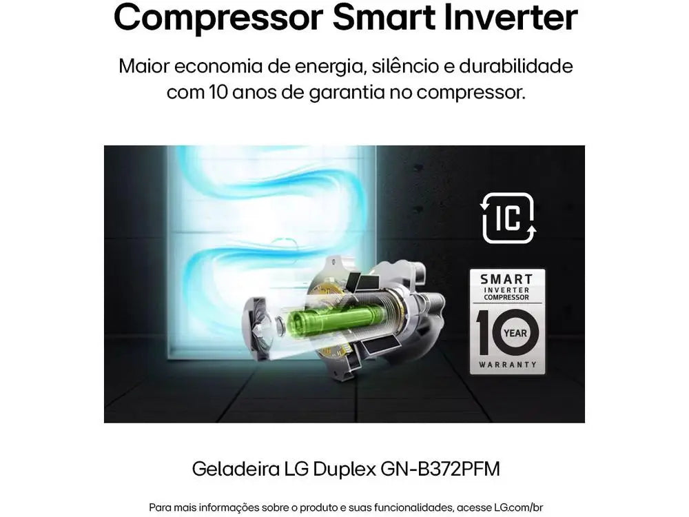 LG Frost Free Inox Duplex 375L GN-B372PFM Refrigerator/Cooler-220V