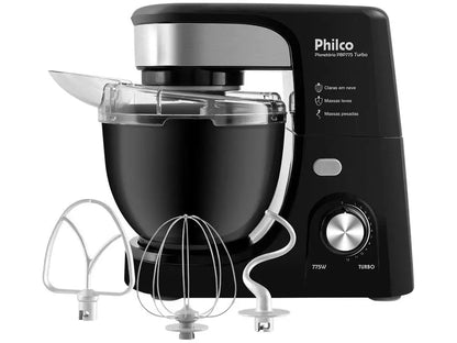 775W Black Philco Planetary Mixer 12 Speeds 4 Liters Turbo PBP775P - 220V