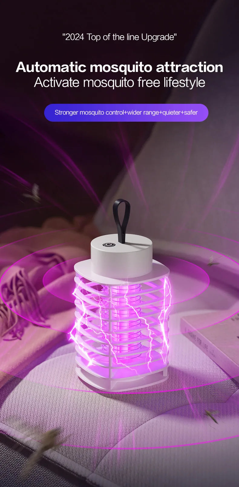 Xiaomi USB Rechargeable Mosquito Killer Lamp Portable Electric Fly Trap Insectkiller Lamp Outdoor Mute Anti Mosquito Lamp Insect