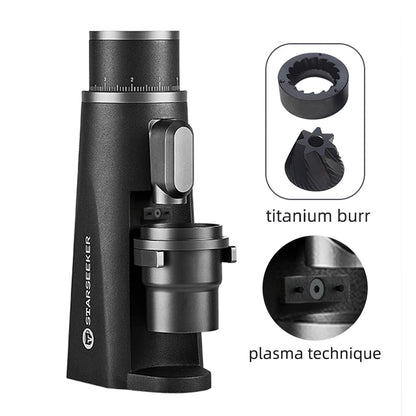 STARSEEKER EDGE Titanium Burr Coffee Grinder 48MM Espresso Burrs Stepless Fineness Adjustment Electric Coffee Grinders Black
