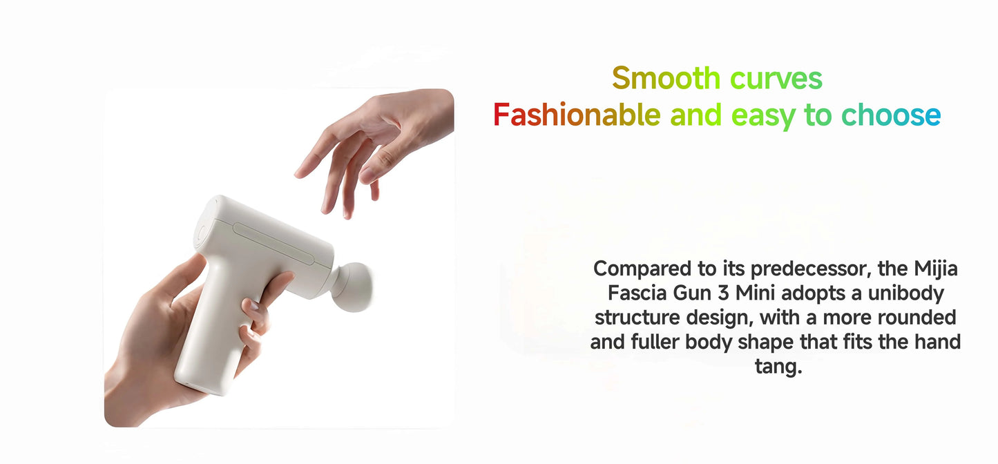 XIAOMI Mijia Mini Fascia Gun 3 Portable Muscle Massage Gun 12kg Thrust Brushless Silent Motor 3 Massager Heads Relax Body