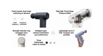XIAOMI Mijia Mini Fascia Gun 3 Portable Muscle Massage Gun 12kg Thrust Brushless Silent Motor 3 Massager Heads Relax Body