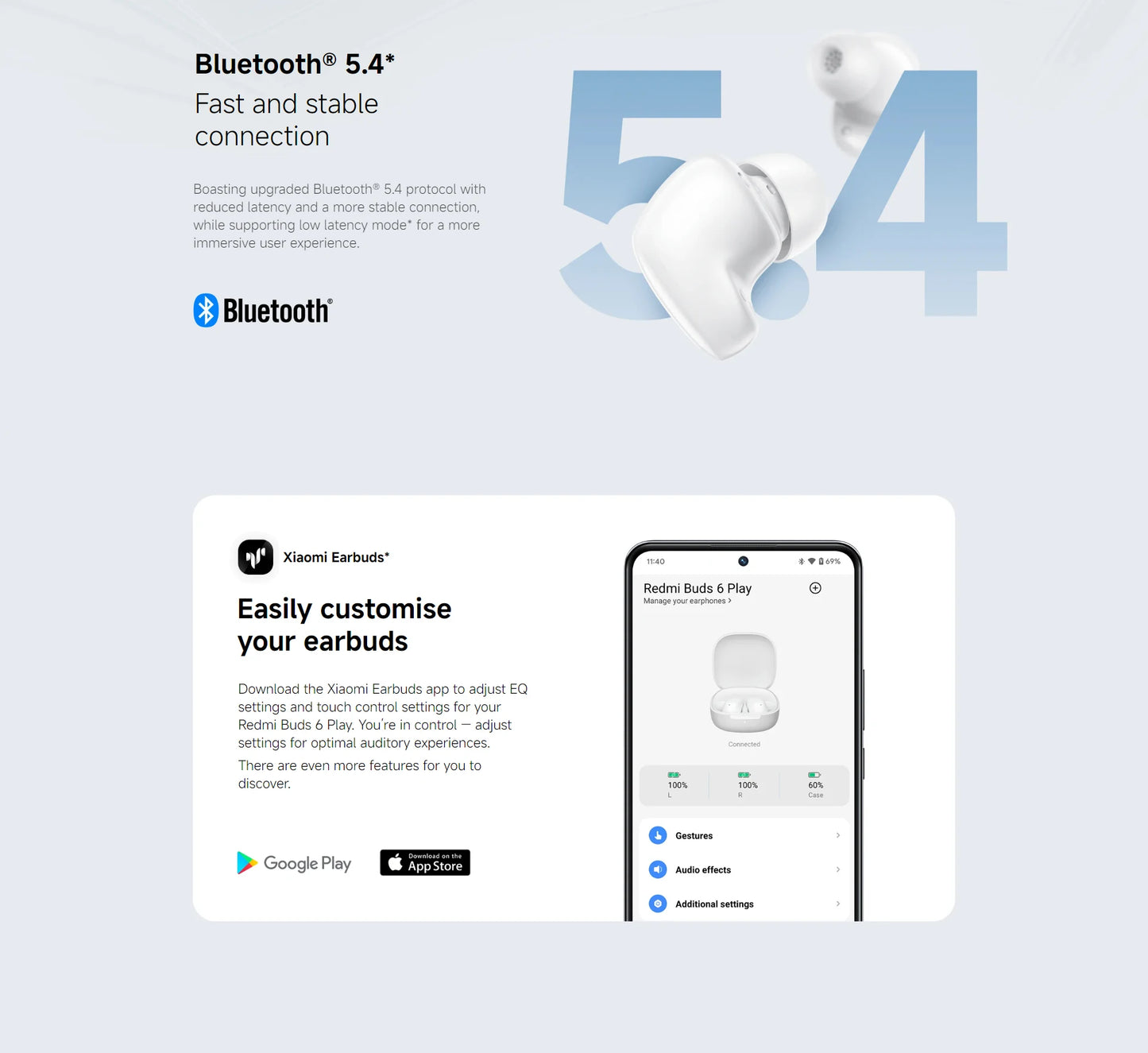 Xiaomi Redmi Buds 6 Play Earphone Touch Control Noise Reduction 36-Hour Battery Life Bluetooth Wireless Sport Headphone