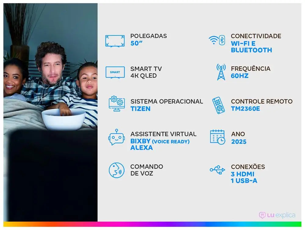 Samsung 4K QN50Q7FAAGXZD Tizen Q4 AI 3 HDMI Smart TV 50