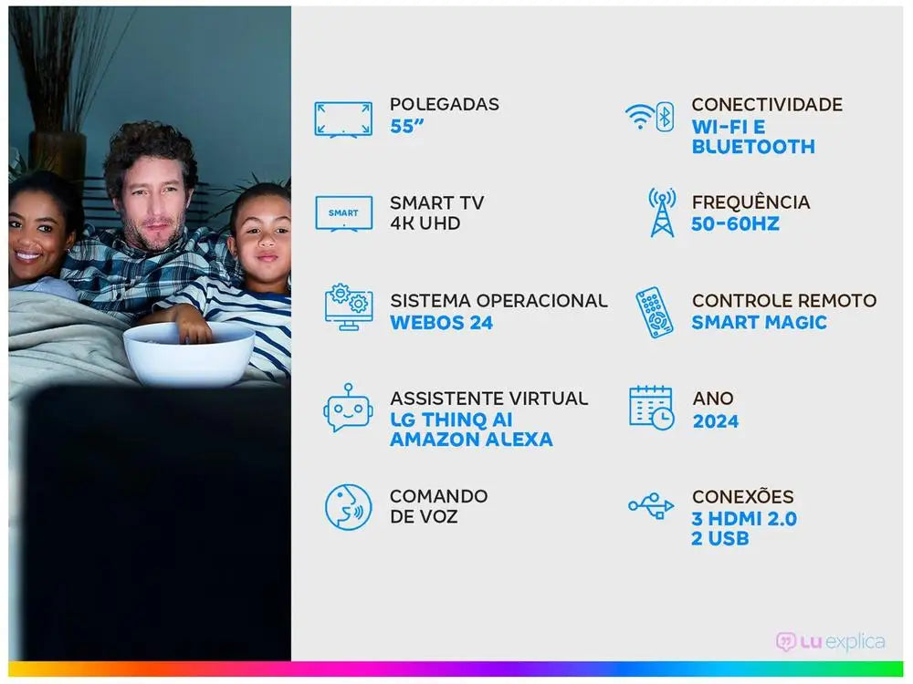 Smart TV 55 "4K LCD LED NanoCel LG 55NANO80TSA AI Processor Wi-Fi and Bluetooth 3 HDMI 2 USB