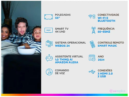 Smart TV 55 "4K LCD LED NanoCel LG 55NANO80TSA AI Processor Wi-Fi and Bluetooth 3 HDMI 2 USB