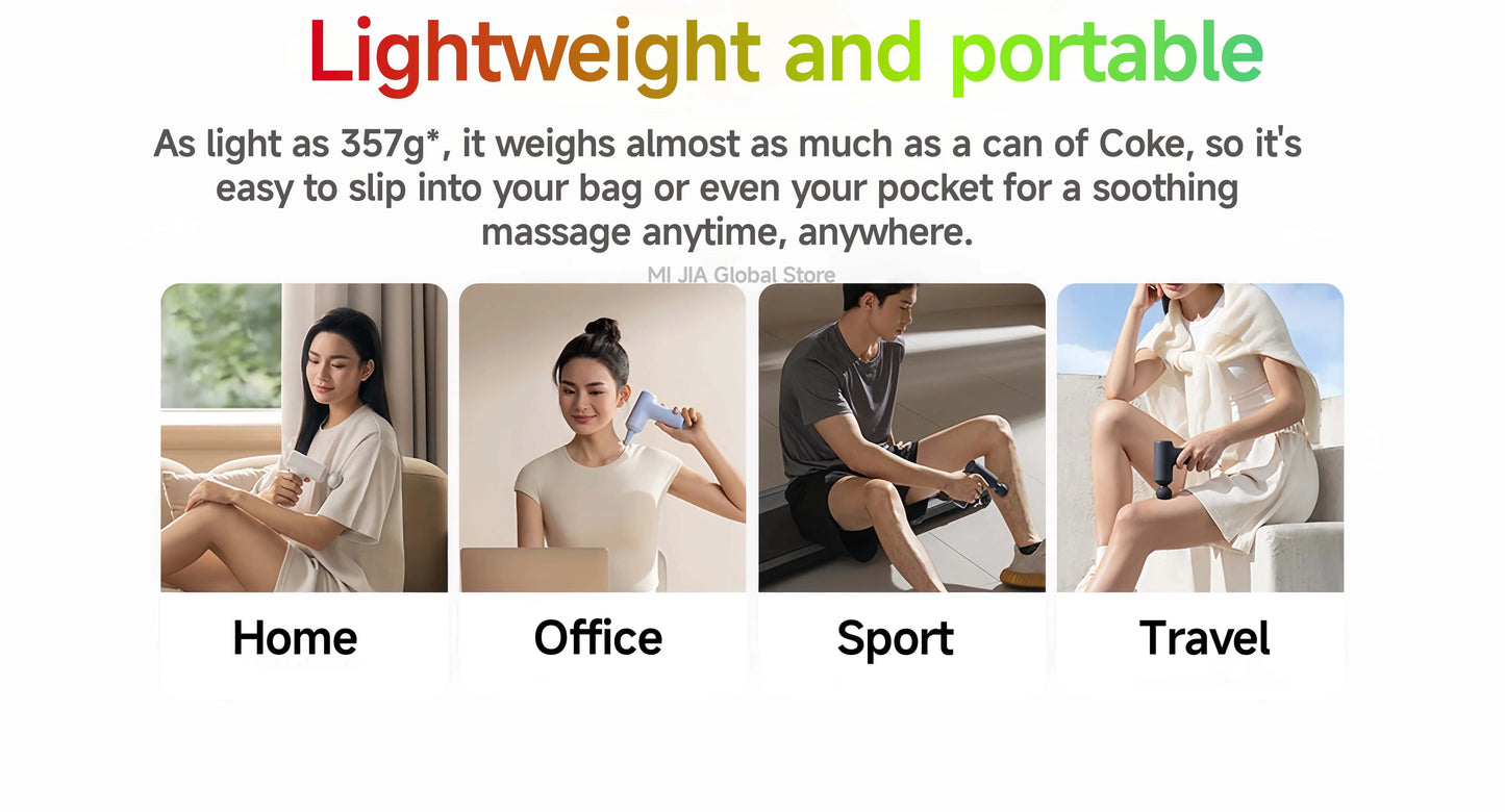 XIAOMI Mijia Mini Fascia Gun 3 Portable Muscle Massage Gun 12kg Thrust Brushless Silent Motor 3 Massager Heads Relax Body