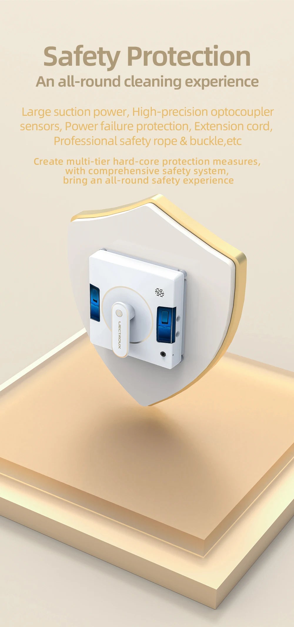 Window Cleaning Robot Liectroux YW509, 4-Way Water Spray,Home Glass Floor Wall Robot Window Cleaner,Laser Sensor,Smart Navigate