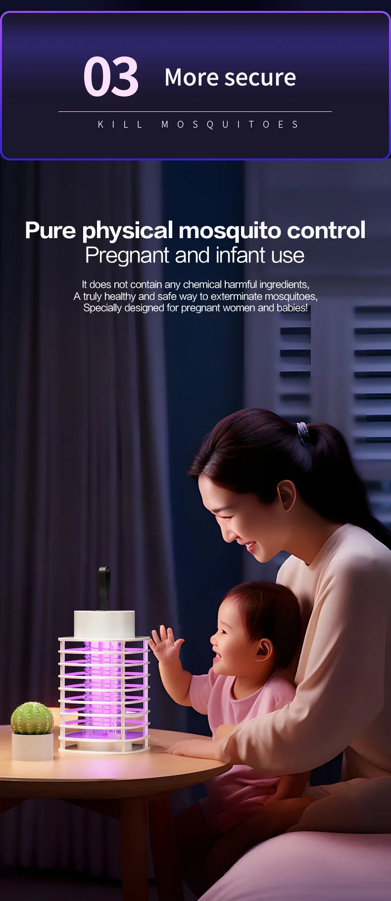 Xiaomi USB Rechargeable Mosquito Killer Lamp Portable Electric Fly Trap Insectkiller Lamp Outdoor Mute Anti Mosquito Lamp Insect