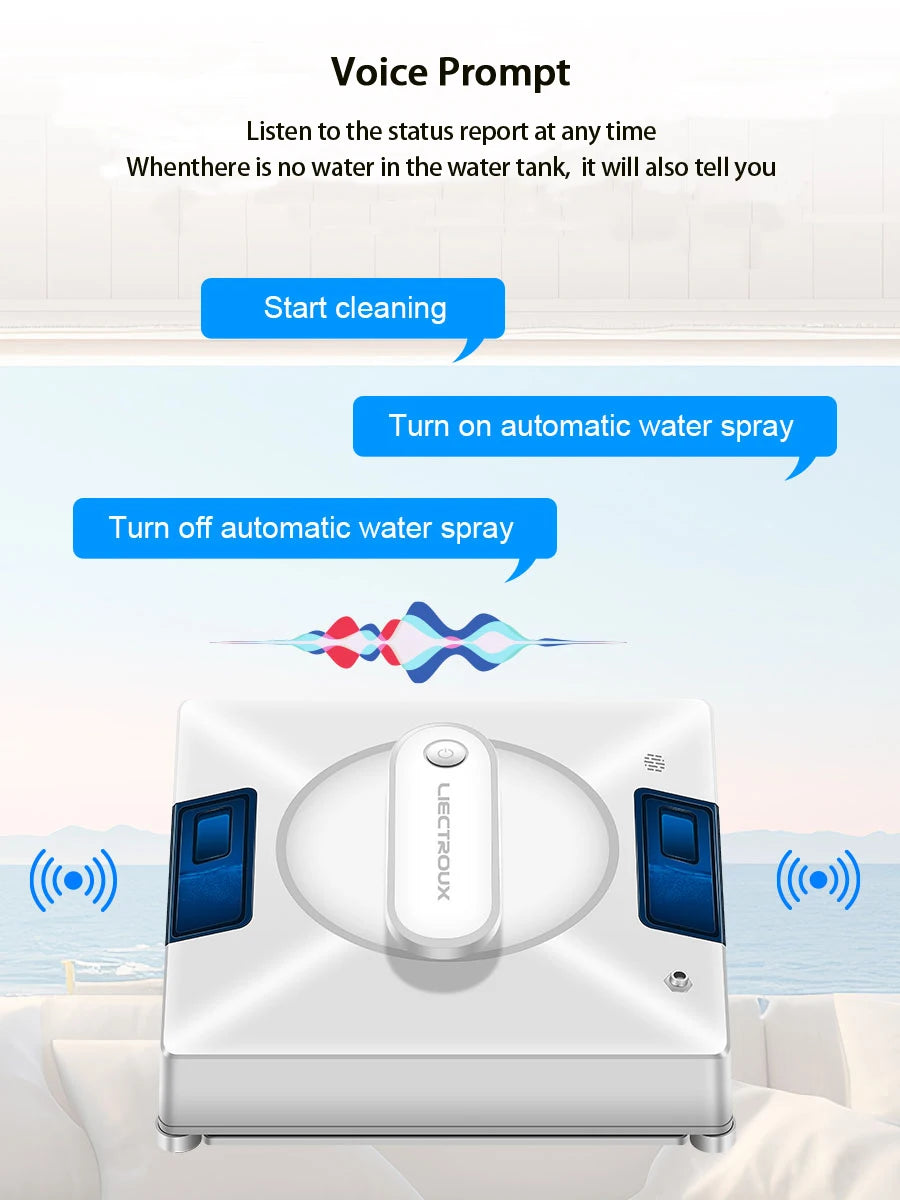 Window Cleaning Robot Liectroux YW509, 4-Way Water Spray,Home Glass Floor Wall Robot Window Cleaner,Laser Sensor,Smart Navigate