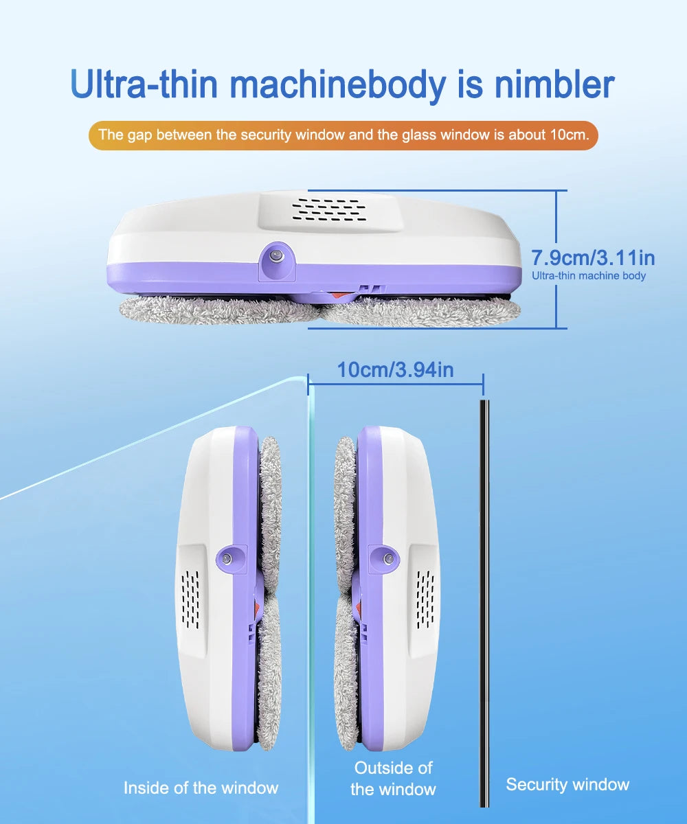 PuRuiKai  Window Cleaning Robot Automatic with Auto Dual Spray 5600Pa Suction Remote Control Edge Detection for Home