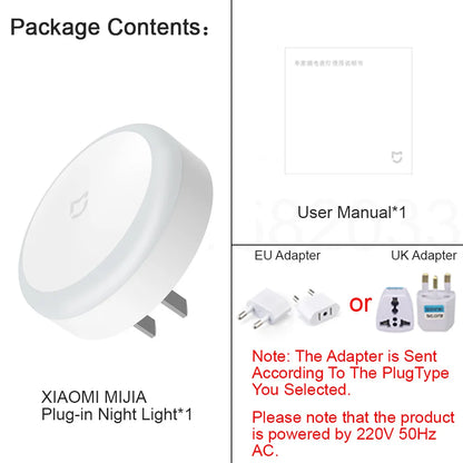 XIAOMI MIJIA Plug-in Night Light With Touch Switch,Chinese Version With Adapter,Light Sensor,Soft Warm Light,Energy-Saving Desig