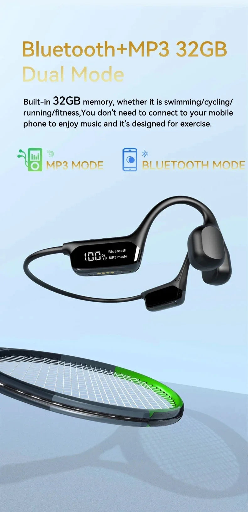 For Xiaomi 1543248 Mijia Bone Earphones Bluetooth 5.4 Sports Wireless Headphones Ear Hook Waterproof Headset for Running Driving