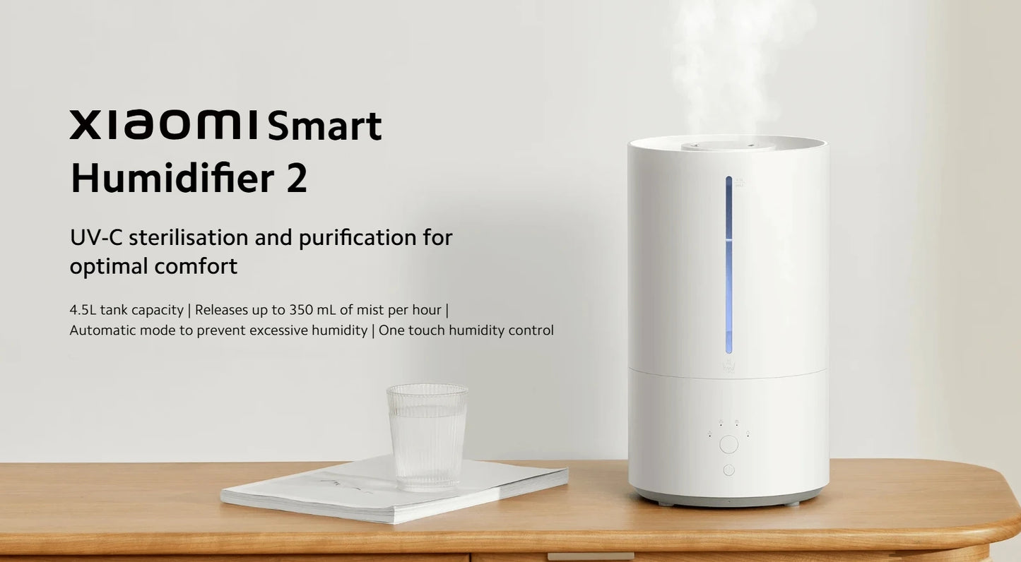 XIAOMI MIJIA Smart Antibacterial Humidifier 2 For Home 4.5L UVC 99.9% Sterilization Air Humidifier Aroma Essential Oils Diffuser