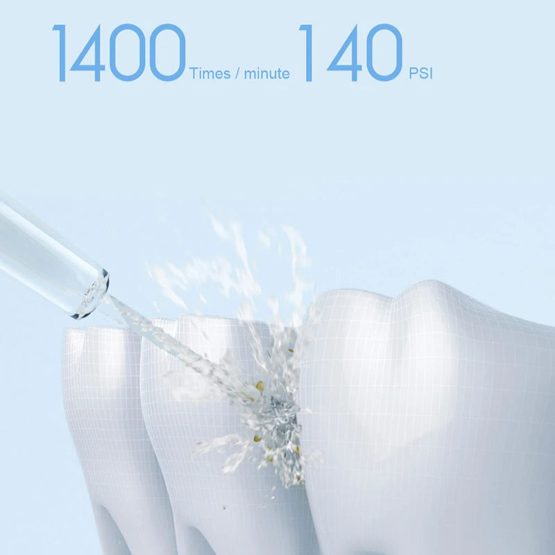 Xiaomi Mijia Portable Oral Irrigator,4 Mode 200ML Rechargeable Flossers IPX7 Waterproof Portable Cordless Teeth Cleaning Machine
