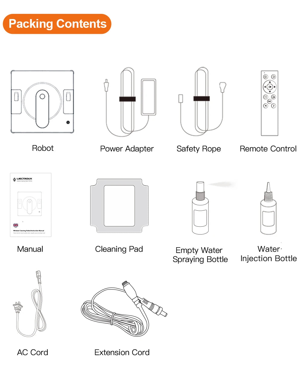 Window Cleaning Robot Liectroux YW509, 4-Way Water Spray,Home Glass Floor Wall Robot Window Cleaner,Laser Sensor,Smart Navigate