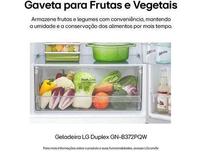 LG Frost Free White Duplex 375L GN-B372PQW - 220V Refrigerator/Cooler