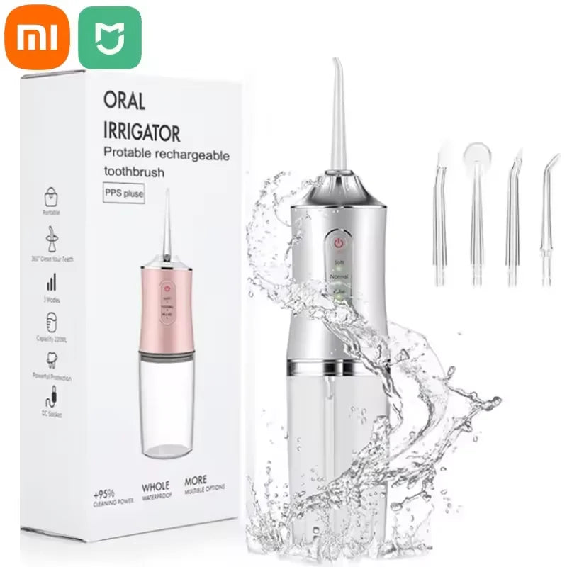 Xiaomi Electric Dental Water Flosser Oral Irrigator Dental Bed Sprinkler Jet Toothpick Portable Mouth Washing Machine 4 Nozzle