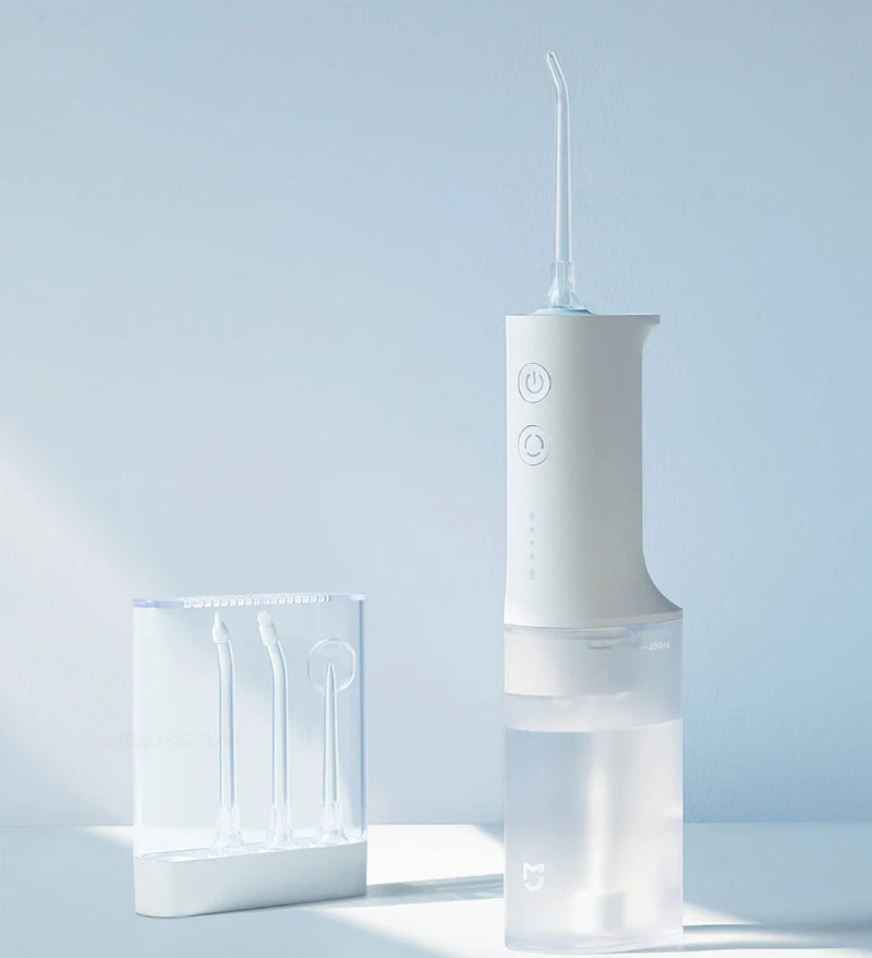 Xiaomi Mijia Portable Oral Irrigator,4 Mode 200ML Rechargeable Flossers IPX7 Waterproof Portable Cordless Teeth Cleaning Machine