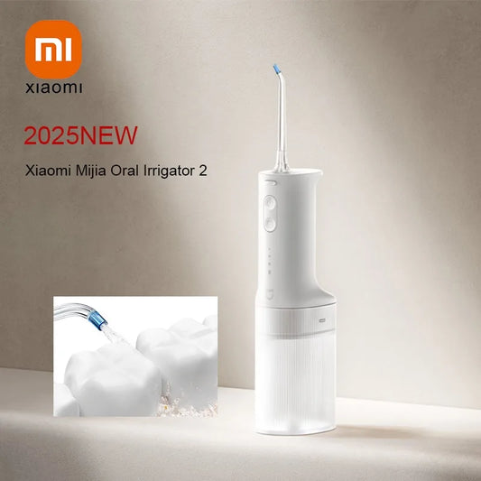 XIAOMI Mijia Oral Irrigator 2, Portable Electric Water Flosser 200ml Type-C Charge 3 Modes for Teeth/Gum Cleaning 2 Nozzles