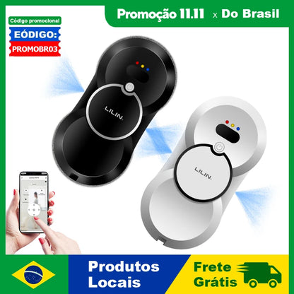 Window Cleaning Robot Liectroux HCR-10 Water Spraying Ultrathin Robot Window Cleaner, Auto Electric Glass Wet Mop, Smart Memory