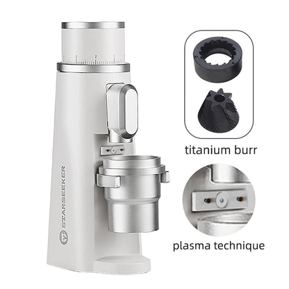 STARSEEKER EDGE Titanium Burr Coffee Grinder 48MM Espresso Burrs Stepless Fineness Adjustment Electric Coffee Grinders Black
