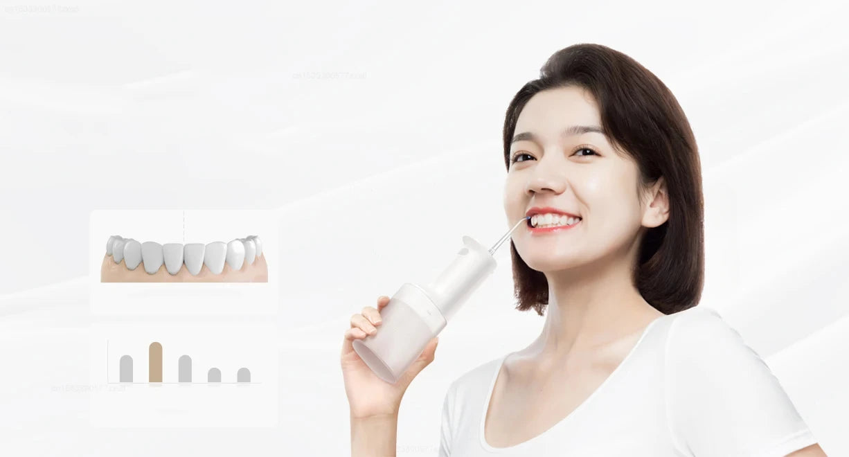 Xiaomi Mijia Portable Oral Irrigator,4 Mode 200ML Rechargeable Flossers IPX7 Waterproof Portable Cordless Teeth Cleaning Machine