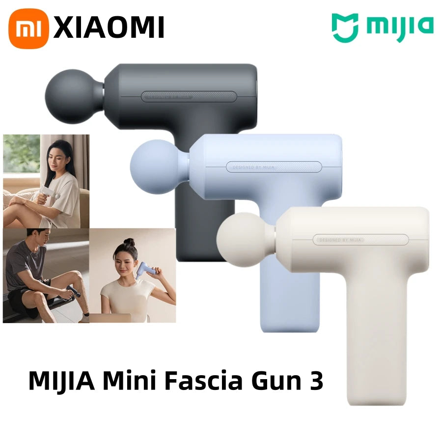 XIAOMI Mijia Mini Fascia Gun 3 Portable Muscle Massage Gun 12kg Thrust Brushless Silent Motor 3 Massager Heads Relax Body