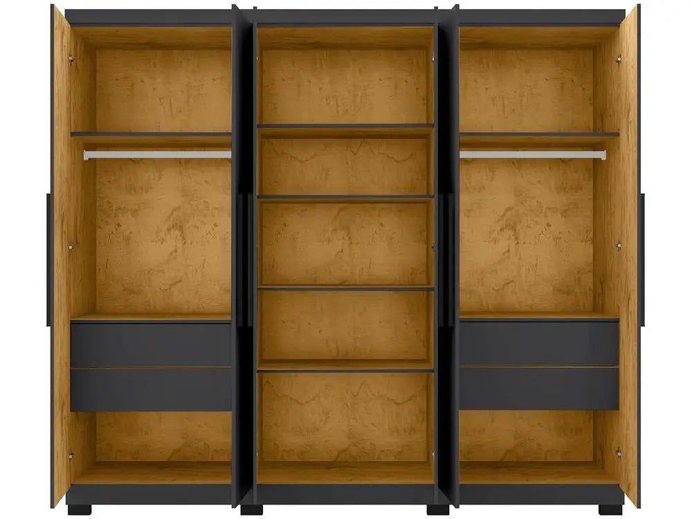 Wardrobe Couple with Mirror 6 Doors 4 Drawers Araplac Braga