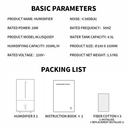 XIAOMI MIJIA Smart Antibacterial Humidifier 2 For Home 4.5L UVC 99.9% Sterilization Air Humidifier Aroma Essential Oils Diffuser