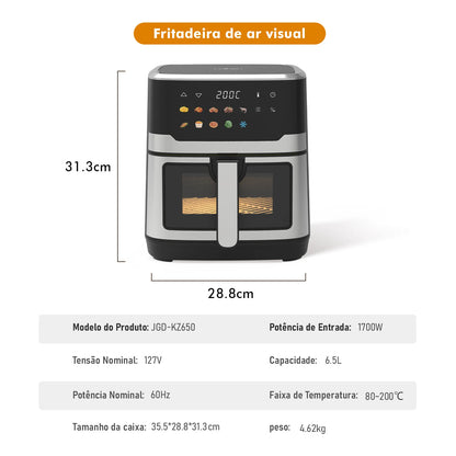 Air Fryer Air Fryer Electric Oil Free Air Fryer Viewing Window Constant Heating 127V 6.5L
