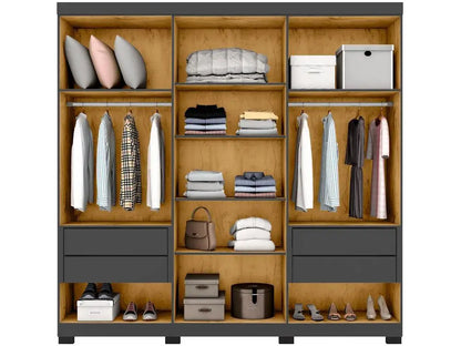Wardrobe Couple with Mirror 6 Doors 4 Drawers Araplac Braga