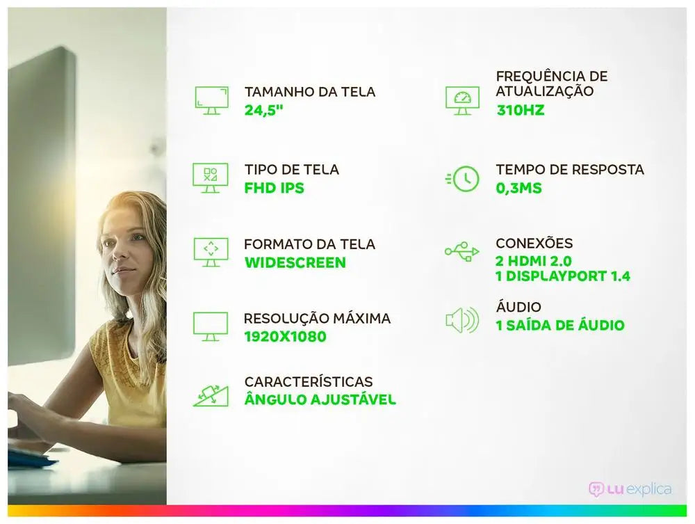 AOC Gaming CS25G Gamer Monitor 24,5 Full HD 310Hz 0,3Ms HDMI CS25G/78 - Bivolt