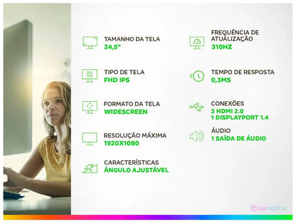 AOC Gaming CS25G Gamer Monitor 24,5 Full HD 310Hz 0,3Ms HDMI CS25G/78 - Bivolt