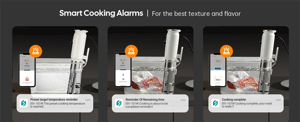 INKBIRD WiFi Sous Vide Machine ISV-101W 1000W Sous Vide Cooker 3D Water Circulation Heating with App Preset Menus For Cooking