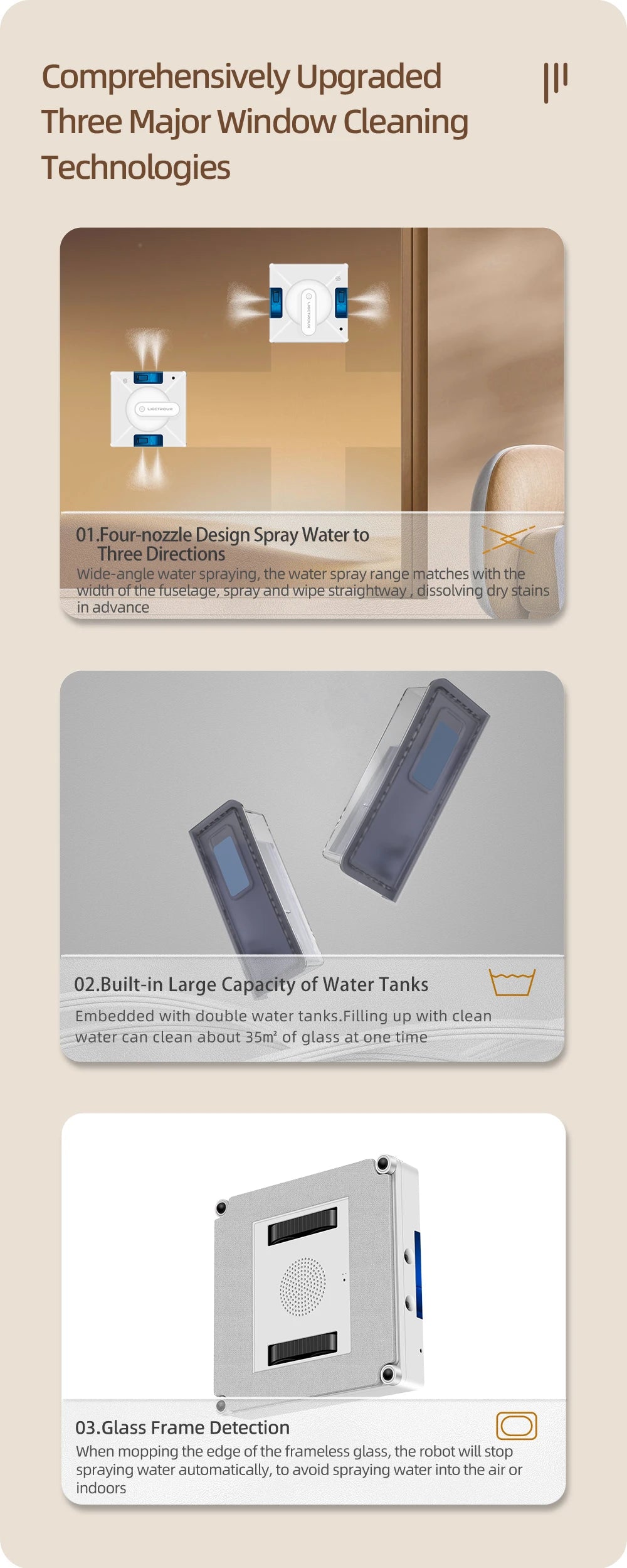 Window Cleaning Robot Liectroux YW509, 4-Way Water Spray,Home Glass Floor Wall Robot Window Cleaner,Laser Sensor,Smart Navigate