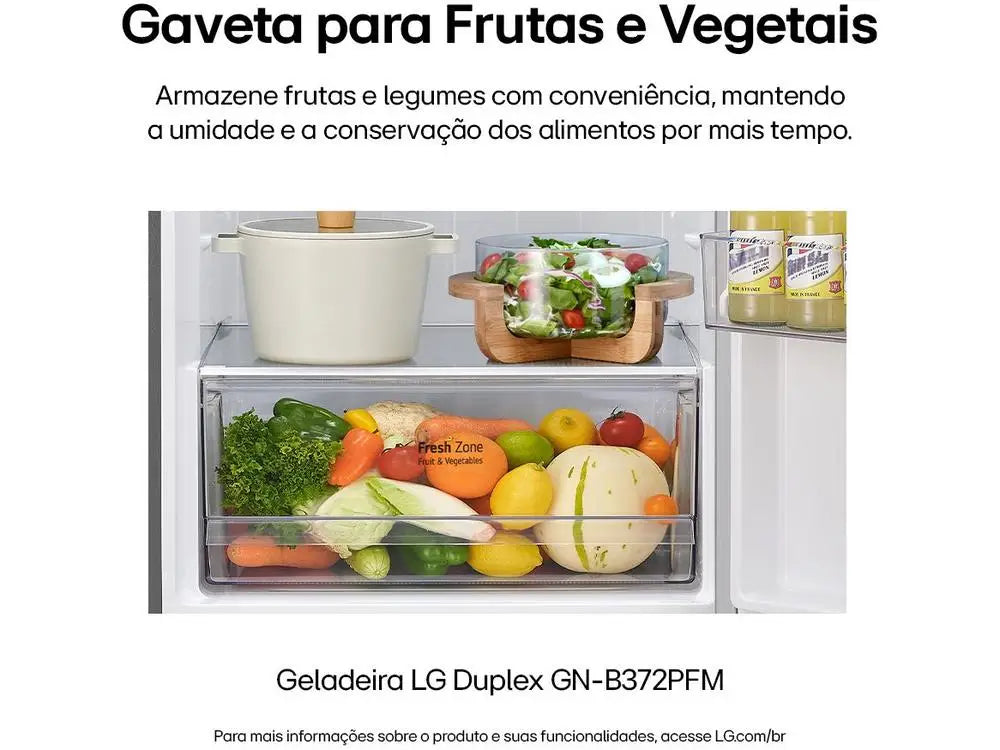 LG Frost Free Inox Duplex 375L GN-B372PFM Refrigerator/Cooler-220V